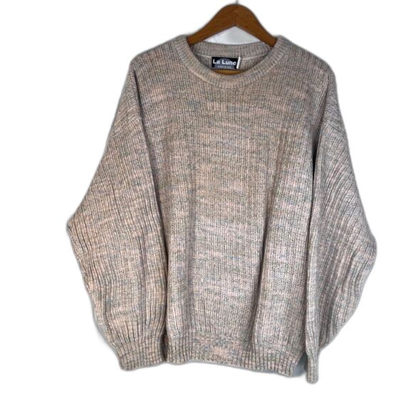 La Lune Cable Knit Sweater Crewneck Cotton Blend VTG USA Made Size Large - Picture 1 of 8